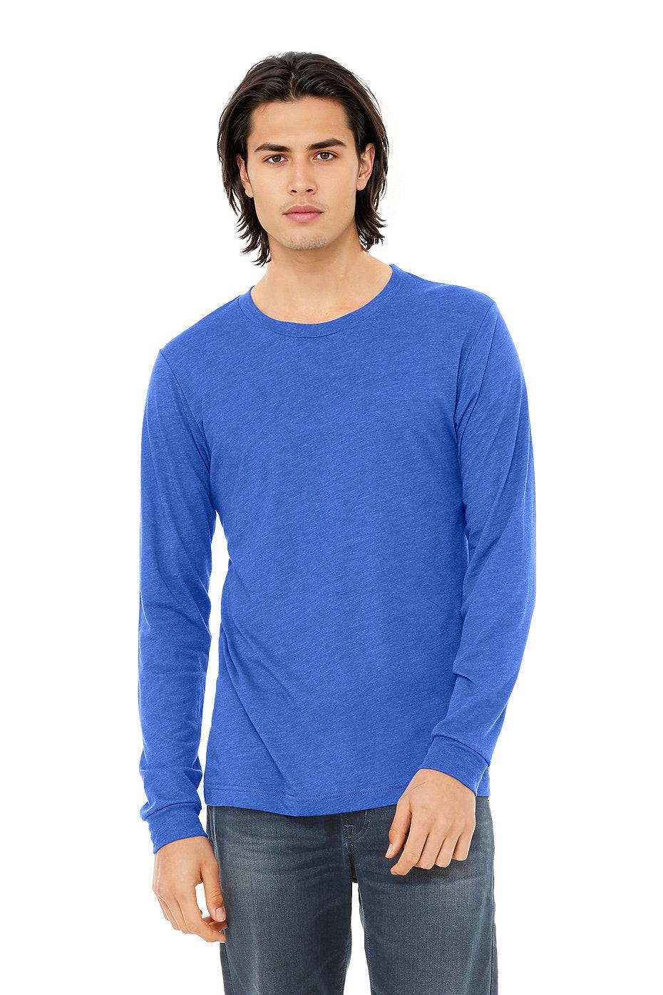 Unisex Triblend Long Sleeve Tee Bella+Canvas 3513 X-SMALL, SMALL, MEDIUM, & LARGE