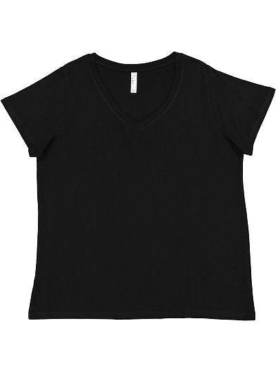 Women's Curvy V-neck Fine Jersey Tee LAT 3817