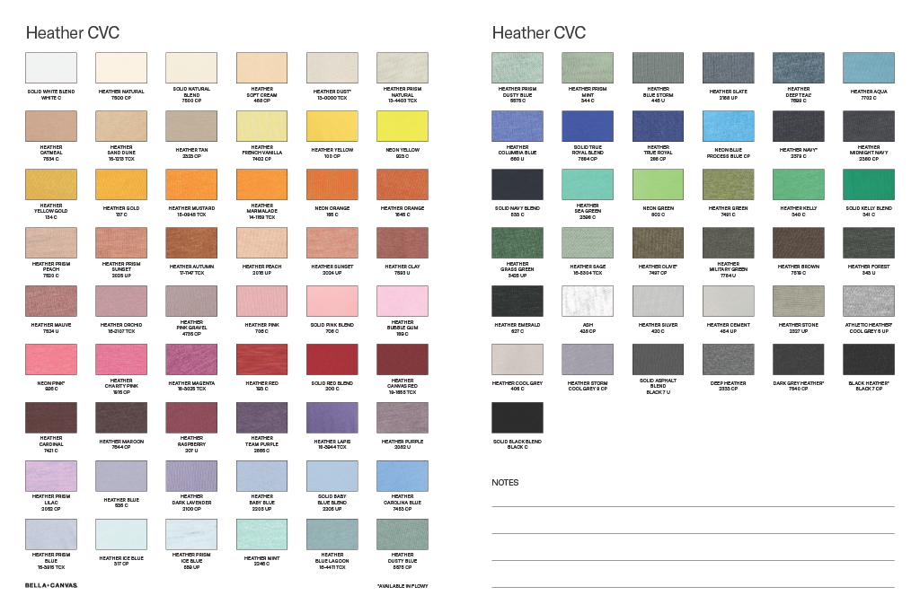 BELLA+CANVAS COLOR CARD