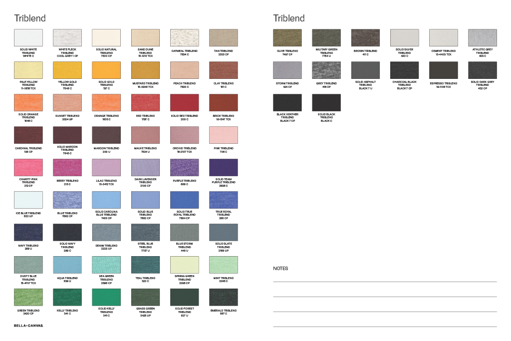 BELLA+CANVAS COLOR CARD