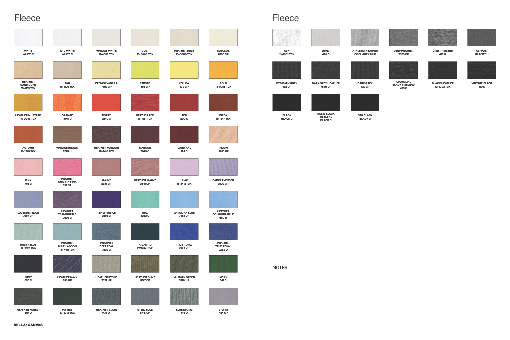 BELLA+CANVAS COLOR CARD