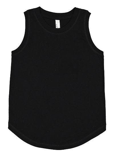 Black girls relaxed tank top with wider straps and curved hem