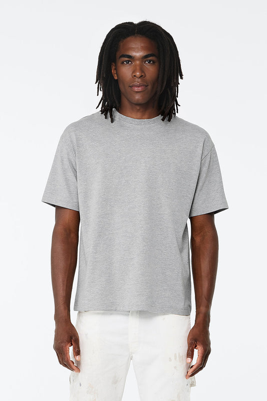 Unisex Heavyweight Tee Bella+Canvas 3010 in light gray with dropped shoulders and relaxed fit