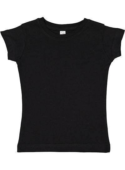 Toddler girls fine jersey tee in black soft cotton short sleeve shirt