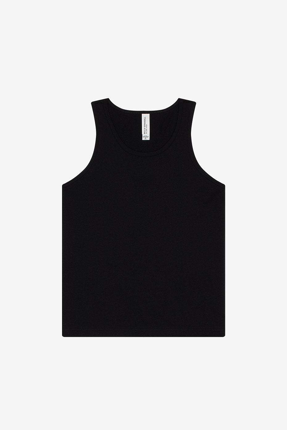 Black youth jersey tank top with round neck and modern fit by Bella+Canvas 3480Y made of 100% Airlume cotton