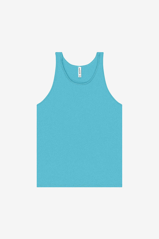 Unisex Triblend Tank in light blue with modern fit and soft tri-blend fabric