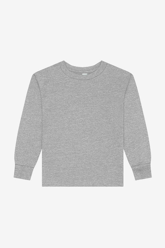 Toddler Jersey Long Sleeve Tee in athletic heather gray with ribbed cuffs and unisex fit