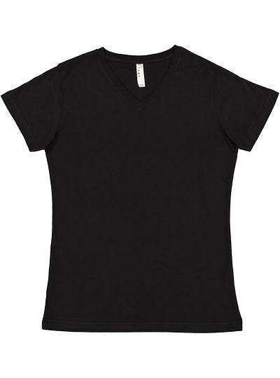 Women's V-neck Fine Jersey Tee  LAT  3507  X-SMALL, SMALL, MEDIUM, & LARGE