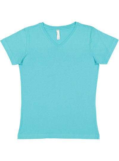 Women's V-neck Fine Jersey Tee  LAT  3507  X-SMALL, SMALL, MEDIUM, & LARGE