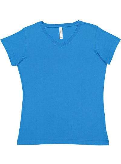 Women's V-neck Fine Jersey Tee  LAT  3507  X-SMALL, SMALL, MEDIUM, & LARGE