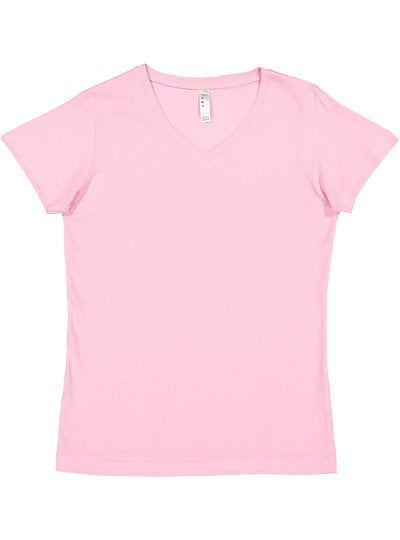 Women's V-neck Fine Jersey Tee  LAT  3507  X-SMALL, SMALL, MEDIUM, & LARGE
