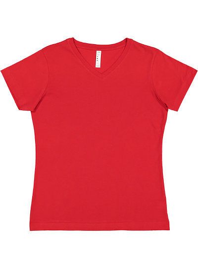Women's V-neck Fine Jersey Tee  LAT  3507  X-SMALL, SMALL, MEDIUM, & LARGE