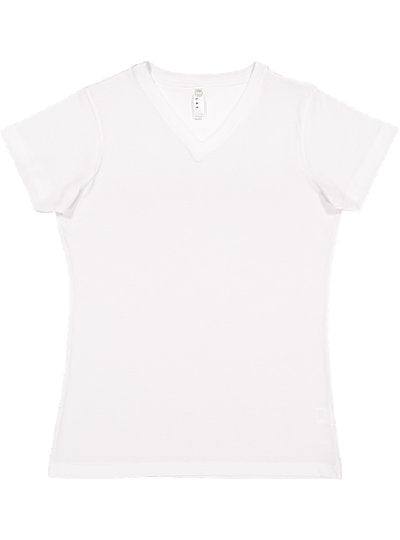 Women's V-neck Fine Jersey Tee  LAT  3507  X-SMALL, SMALL, MEDIUM, & LARGE