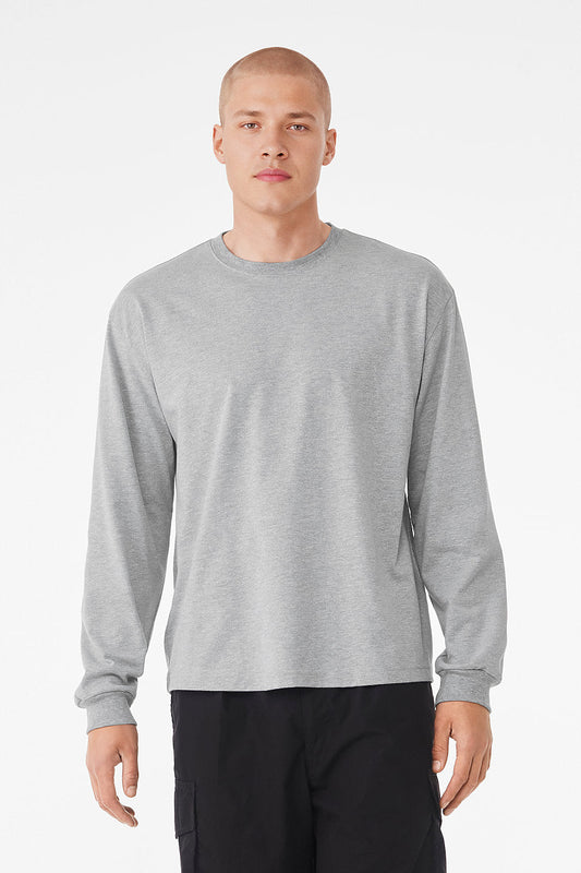 Unisex Heavyweight LS T by Bella+Canvas in gray with long sleeves and relaxed fit