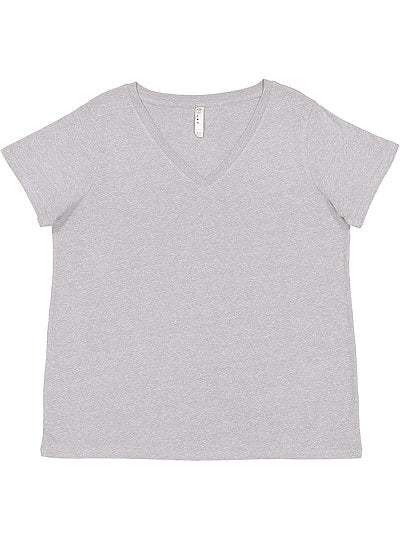 Women's Curvy V-neck Fine Jersey Tee  LAT  3817