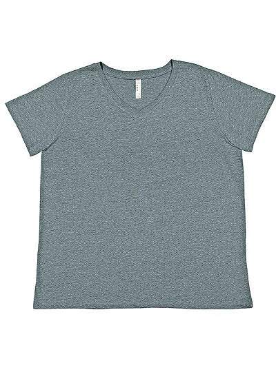 Women's Curvy V-neck Fine Jersey Tee  LAT  3817