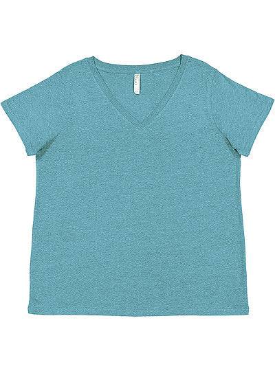 Women's Curvy V-neck Fine Jersey Tee  LAT  3817