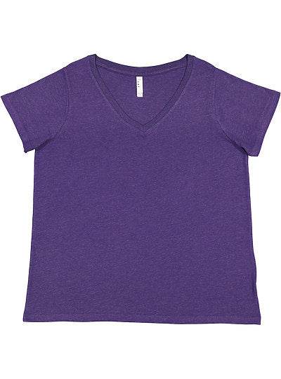 Women's Curvy V-neck Fine Jersey Tee  LAT  3817