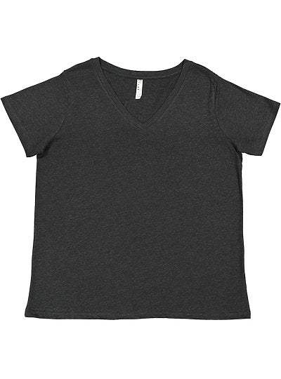 Women's Curvy V-neck Fine Jersey Tee  LAT  3817