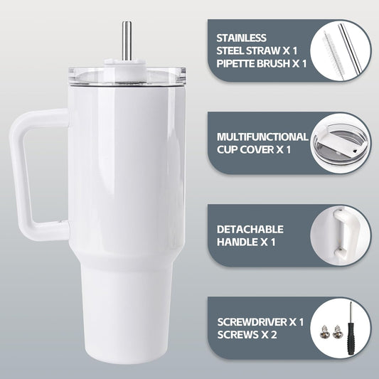 40oz Tumbler Great for those on the Go for Hot and Cold Beverages! Comes with Metal Straw & Cleaning Brush