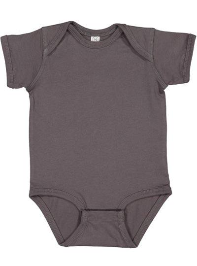 Infant Fine Jersey Bodysuit  Rabbit Skins  4424  APPLE TO CHARCOAL