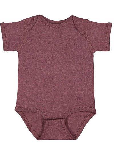 Infant Fine Jersey Bodysuit in Sangria color with lap shoulders and three-snap closure.
