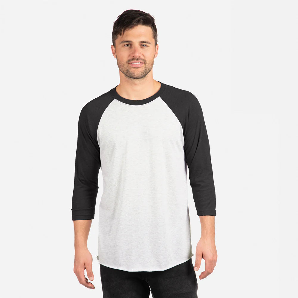 6051 Unisex Tri-Blend 3/4 Raglan T-Shirt  Next Level SIZES X-SMALL, SMALL, MEDIUM & LARGE