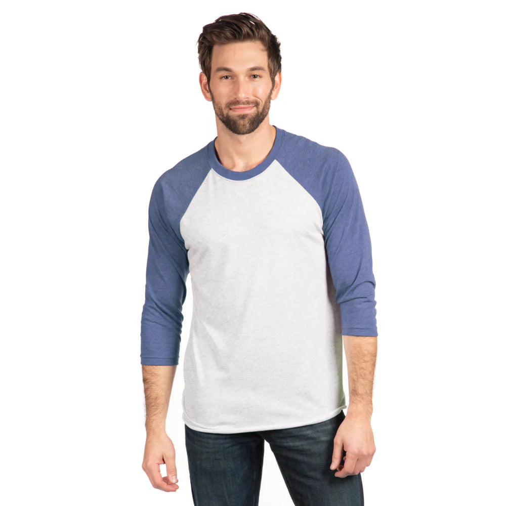 6051 Unisex Tri-Blend 3/4 Raglan T-Shirt  Next Level SIZES X-SMALL, SMALL, MEDIUM & LARGE