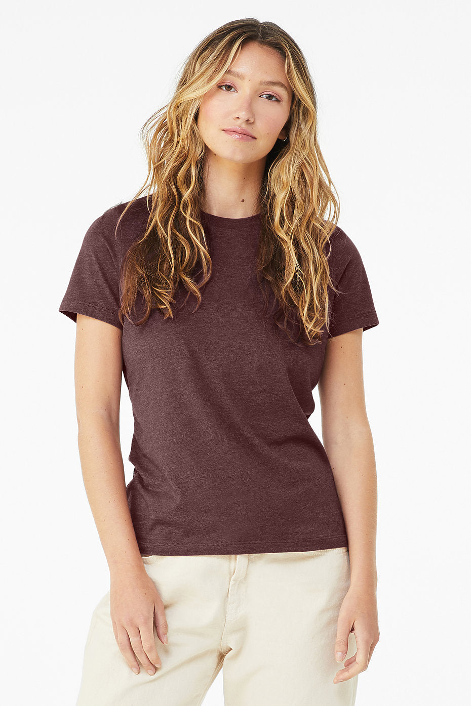 Women's Relaxed Heather CVC Short Sleeve Tee 6400 CVC L & XL