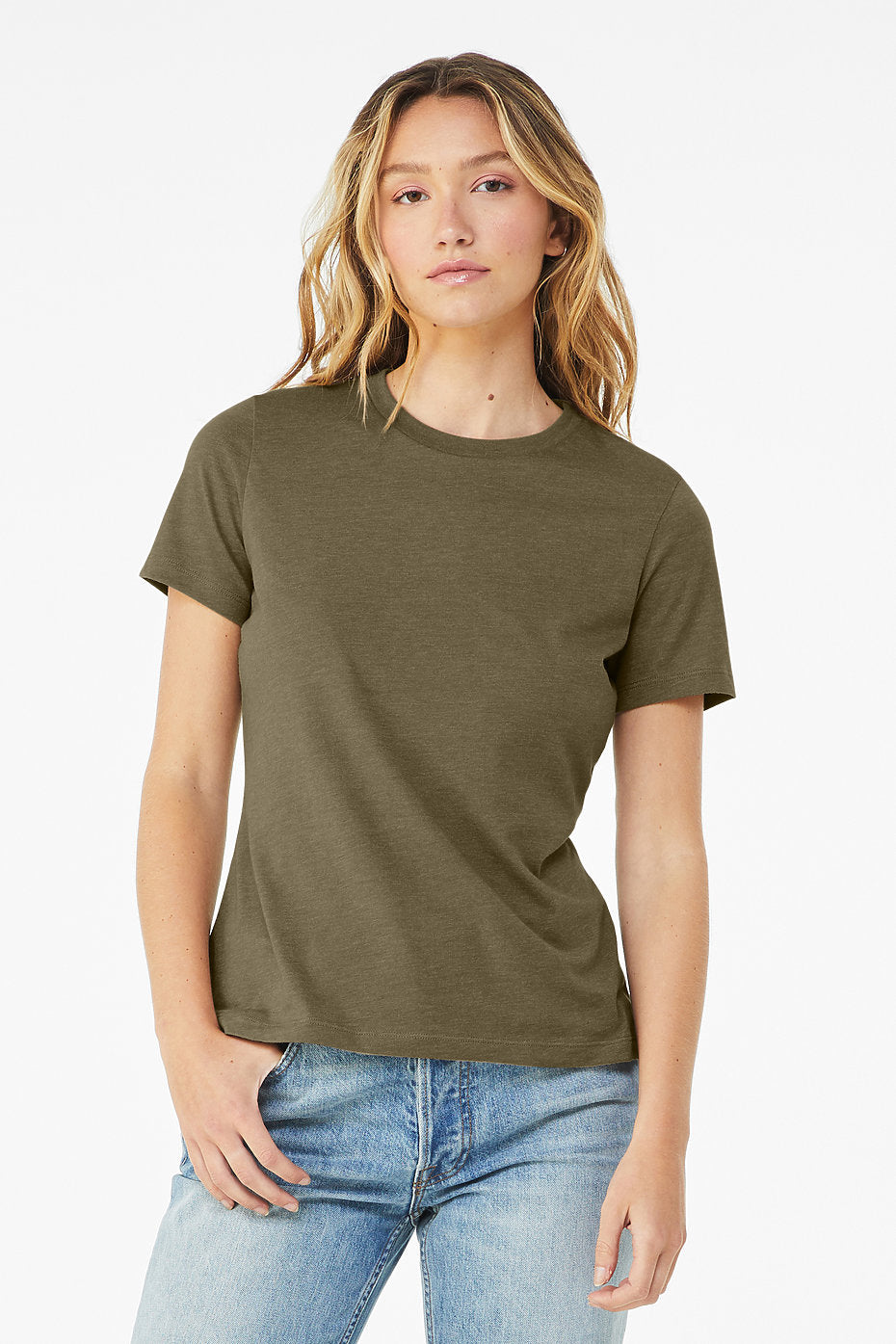 Women's Relaxed Heather CVC Short Sleeve Tee 6400 CVC  S & M