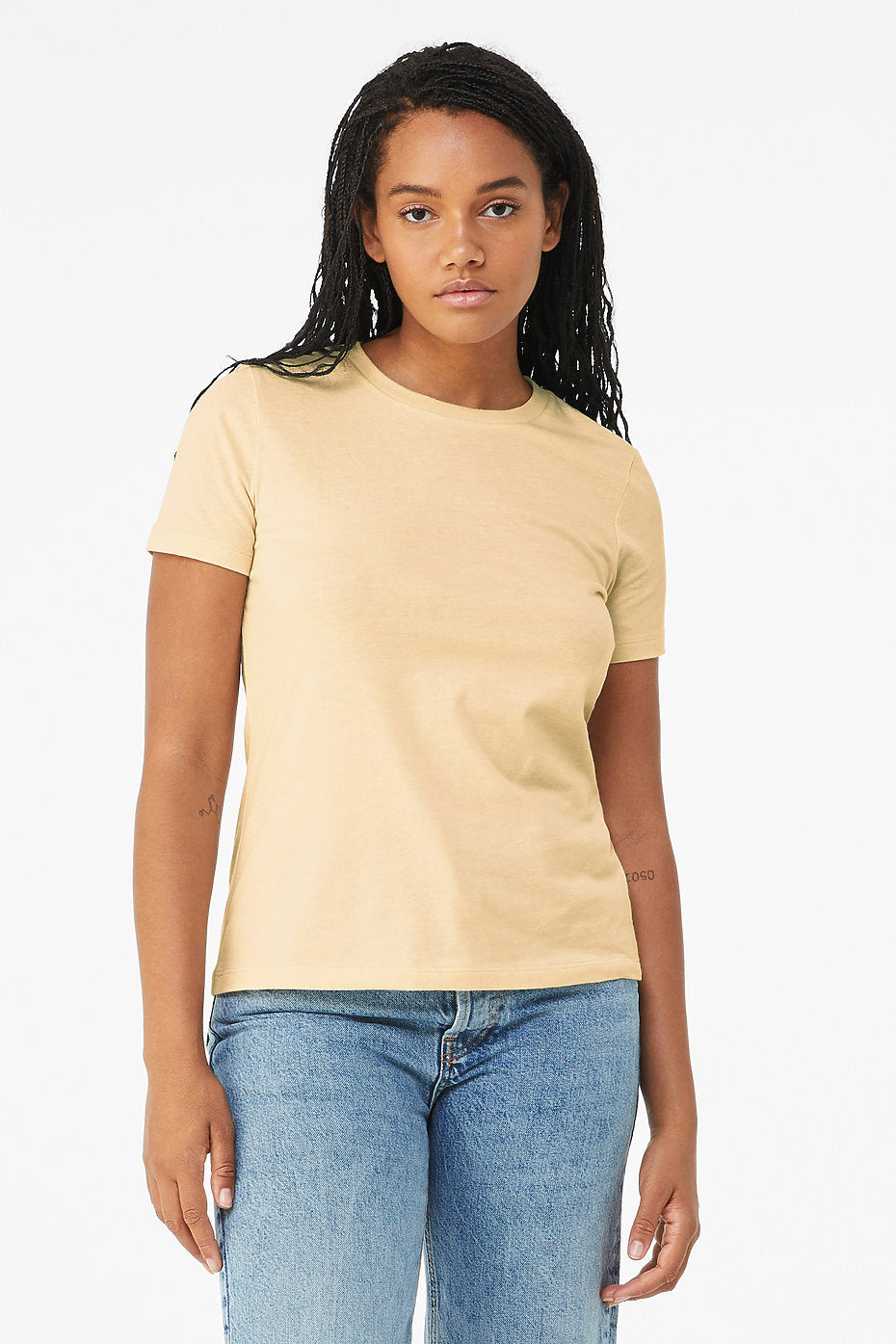 Women's Relaxed Heather CVC Short Sleeve Tee 6400 CVC L & XL