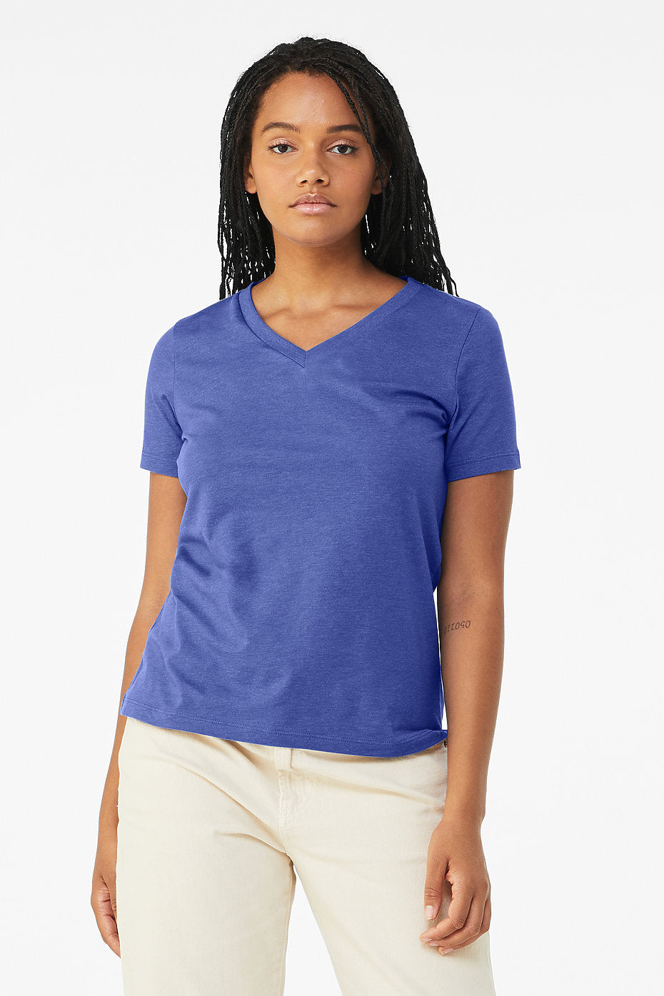 Unisex Relaxed Heather CVC Short Sleeve V-Neck Tee Bella+Canvas 6405 CVC
