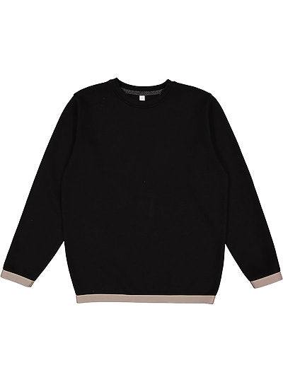 Unisex Statement Fleece sweatshirt black crew neck with contrast cuffs and hem