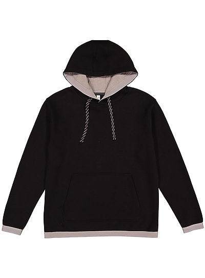 Unisex Statement Fleece Hoodie black with contrast hood lining and drawcords in soft 3-end fleece fabric