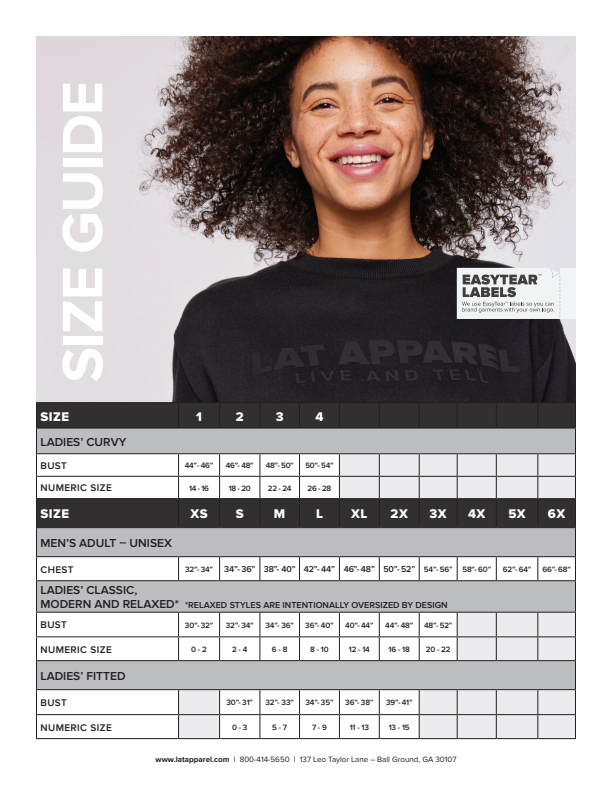 Next Level Sizing Chart