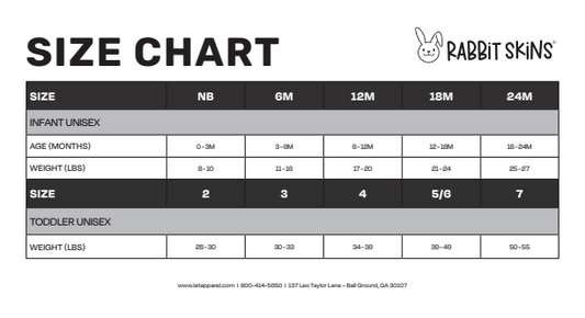 Rabbit Skins Sizing Chart