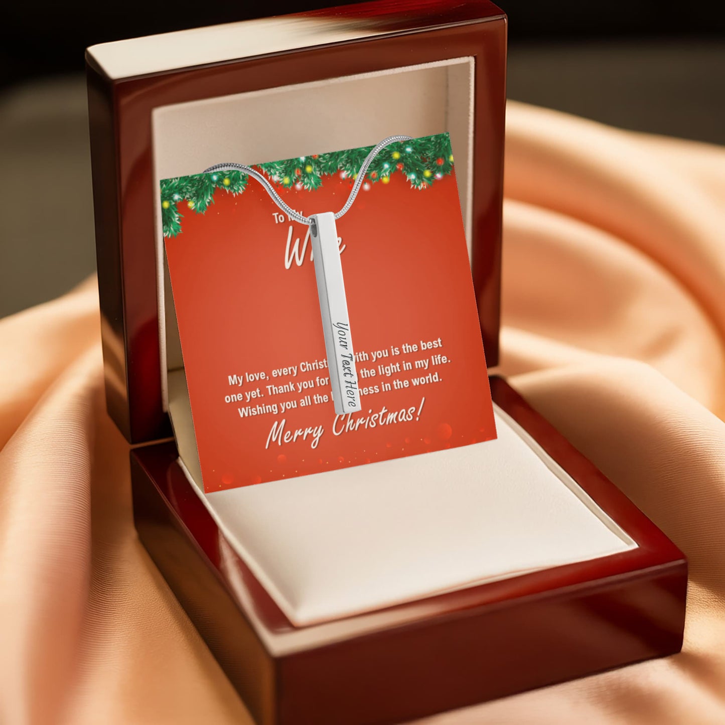 4 Sided Engravable Necklace Put Your Words Where She Can See Them!