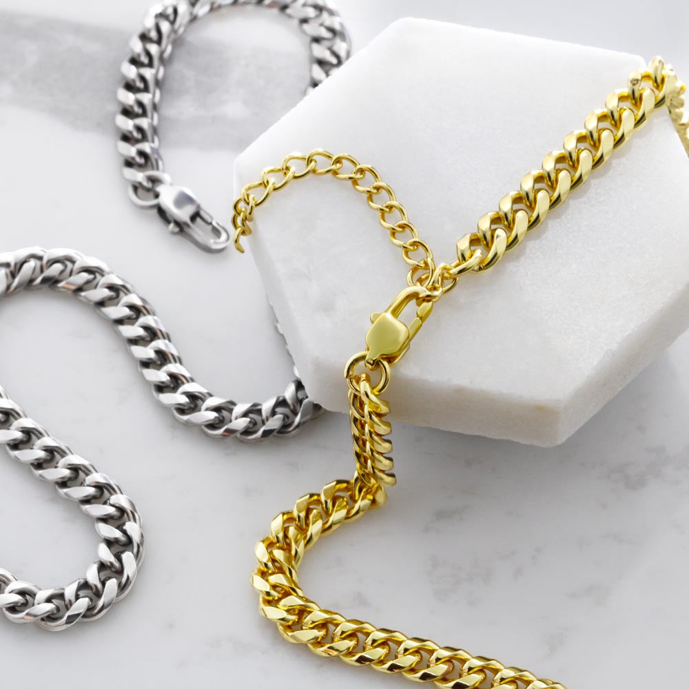 Cuban Link Chain in Gold or Silver - The Man in your Life Will Love It! - Engravable